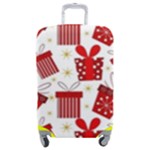 Christmas Texture, Pattern, Red, Craciun, Christmas, Bow, Gift Luggage Cover (Medium)