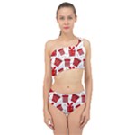 Christmas Texture, Pattern, Red, Craciun, Christmas, Bow, Gift Spliced Up Two Piece Swimsuit