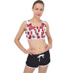 Christmas Texture, Pattern, Red, Craciun, Christmas, Bow, Gift V-Back Sports Bra