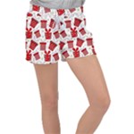 Christmas Texture, Pattern, Red, Craciun, Christmas, Bow, Gift Women s Velour Lounge Shorts