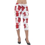 Christmas Texture, Pattern, Red, Craciun, Christmas, Bow, Gift Lightweight Velour Capri Leggings 