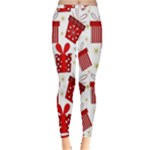 Christmas Texture, Pattern, Red, Craciun, Christmas, Bow, Gift Inside Out Leggings