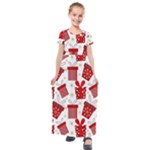 Christmas Texture, Pattern, Red, Craciun, Christmas, Bow, Gift Kids  Short Sleeve Maxi Dress