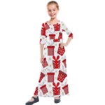 Christmas Texture, Pattern, Red, Craciun, Christmas, Bow, Gift Kids  Quarter Sleeve Maxi Dress