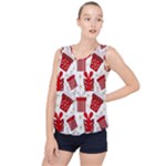 Christmas Texture, Pattern, Red, Craciun, Christmas, Bow, Gift Bubble Hem Chiffon Tank Top