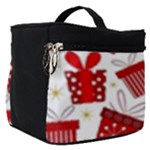 Christmas Texture, Pattern, Red, Craciun, Christmas, Bow, Gift Make Up Travel Bag (Small)