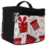 Christmas Texture, Pattern, Red, Craciun, Christmas, Bow, Gift Make Up Travel Bag (Big)