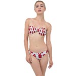 Christmas Texture, Pattern, Red, Craciun, Christmas, Bow, Gift Classic Bandeau Bikini Set