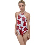 Christmas Texture, Pattern, Red, Craciun, Christmas, Bow, Gift Go with the Flow One Piece Swimsuit