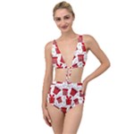 Christmas Texture, Pattern, Red, Craciun, Christmas, Bow, Gift Tied Up Two Piece Swimsuit