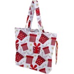 Christmas Texture, Pattern, Red, Craciun, Christmas, Bow, Gift Drawstring Tote Bag