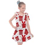 Christmas Texture, Pattern, Red, Craciun, Christmas, Bow, Gift Kids  Tie Up Tunic Dress