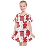 Christmas Texture, Pattern, Red, Craciun, Christmas, Bow, Gift Kids  Smock Dress