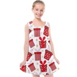 Christmas Texture, Pattern, Red, Craciun, Christmas, Bow, Gift Kids  Cross Back Dress