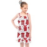 Christmas Texture, Pattern, Red, Craciun, Christmas, Bow, Gift Kids  Overall Dress