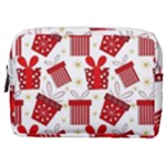 Christmas Texture, Pattern, Red, Craciun, Christmas, Bow, Gift Make Up Pouch (Medium)