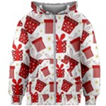 Christmas Texture, Pattern, Red, Craciun, Christmas, Bow, Gift Kids  Zipper Hoodie Without Drawstring