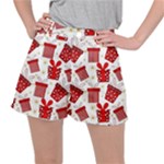 Christmas Texture, Pattern, Red, Craciun, Christmas, Bow, Gift Women s Ripstop Shorts