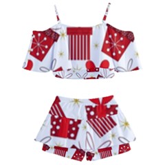 Kids  Off Shoulder Skirt Bikini 