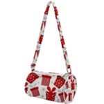 Christmas Texture, Pattern, Red, Craciun, Christmas, Bow, Gift Mini Cylinder Bag