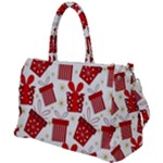 Christmas Texture, Pattern, Red, Craciun, Christmas, Bow, Gift Duffel Travel Bag