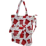 Christmas Texture, Pattern, Red, Craciun, Christmas, Bow, Gift Shoulder Tote Bag