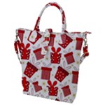 Christmas Texture, Pattern, Red, Craciun, Christmas, Bow, Gift Buckle Top Tote Bag