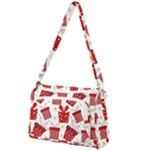 Christmas Texture, Pattern, Red, Craciun, Christmas, Bow, Gift Front Pocket Crossbody Bag