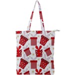 Christmas Texture, Pattern, Red, Craciun, Christmas, Bow, Gift Double Zip Up Tote Bag