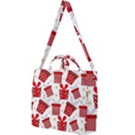 Christmas Texture, Pattern, Red, Craciun, Christmas, Bow, Gift Square Shoulder Tote Bag