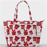 Christmas Texture, Pattern, Red, Craciun, Christmas, Bow, Gift Back Pocket Shoulder Bag 