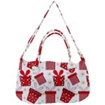 Christmas Texture, Pattern, Red, Craciun, Christmas, Bow, Gift Removable Strap Handbag