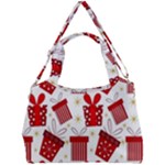 Christmas Texture, Pattern, Red, Craciun, Christmas, Bow, Gift Double Compartment Shoulder Bag