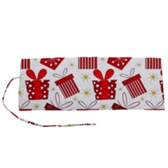 Christmas Texture, Pattern, Red, Craciun, Christmas, Bow, Gift Roll Up Canvas Pencil Holder (S) from ArtsNow.com