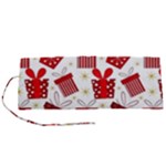 Christmas Texture, Pattern, Red, Craciun, Christmas, Bow, Gift Roll Up Canvas Pencil Holder (S)