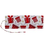 Christmas Texture, Pattern, Red, Craciun, Christmas, Bow, Gift Roll Up Canvas Pencil Holder (M)