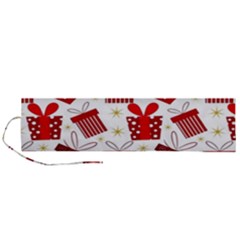 Christmas Texture, Pattern, Red, Craciun, Christmas, Bow, Gift Roll Up Canvas Pencil Holder (L) from ArtsNow.com