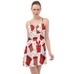 Christmas Texture, Pattern, Red, Craciun, Christmas, Bow, Gift Summer Time Chiffon Dress