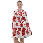 Christmas Texture, Pattern, Red, Craciun, Christmas, Bow, Gift All Frills Dress