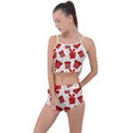 Christmas Texture, Pattern, Red, Craciun, Christmas, Bow, Gift Summer Cropped Co-Ord Set