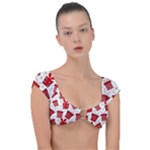 Christmas Texture, Pattern, Red, Craciun, Christmas, Bow, Gift Cap Sleeve Ring Bikini Top