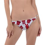 Christmas Texture, Pattern, Red, Craciun, Christmas, Bow, Gift Ring Detail Bikini Bottoms