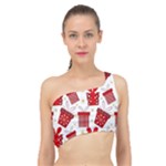 Christmas Texture, Pattern, Red, Craciun, Christmas, Bow, Gift Spliced Up Bikini Top 