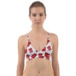 Christmas Texture, Pattern, Red, Craciun, Christmas, Bow, Gift Wrap Around Bikini Top