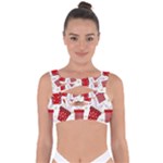 Christmas Texture, Pattern, Red, Craciun, Christmas, Bow, Gift Bandaged Up Bikini Top