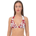 Christmas Texture, Pattern, Red, Craciun, Christmas, Bow, Gift Double Strap Halter Bikini Top