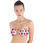 Christmas Texture, Pattern, Red, Craciun, Christmas, Bow, Gift Twist Bandeau Bikini Top