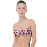 Christmas Texture, Pattern, Red, Craciun, Christmas, Bow, Gift Classic Bandeau Bikini Top 