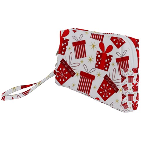 Christmas Texture, Pattern, Red, Craciun, Christmas, Bow, Gift Wristlet Pouch Bag (Small) from ArtsNow.com