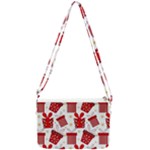 Christmas Texture, Pattern, Red, Craciun, Christmas, Bow, Gift Double Gusset Crossbody Bag